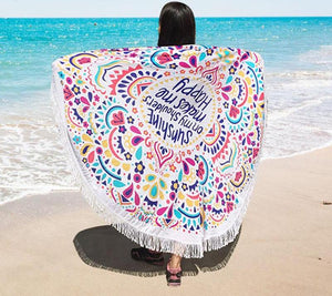 Large Polyester Cotton Round Tassel Beach Towels - Lilikoi Living brands 